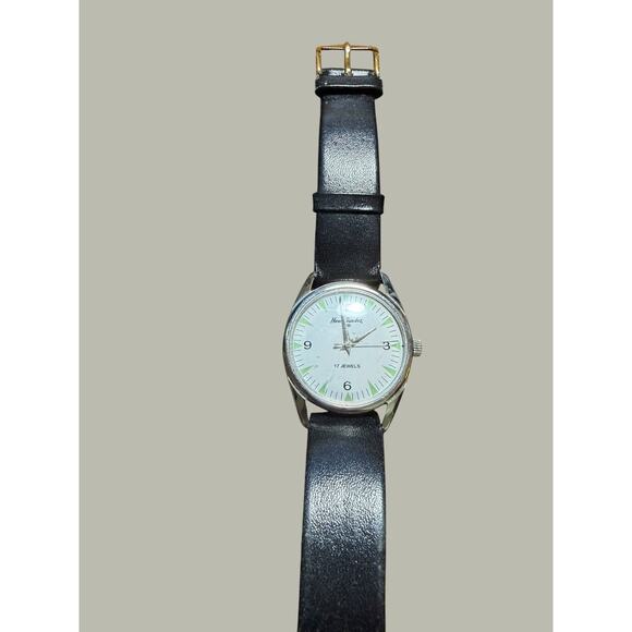 Vintage Henri Sandoz 17 Jewels Manual Wind Men\'s Wristwatch Stainless Steel Back main image 4